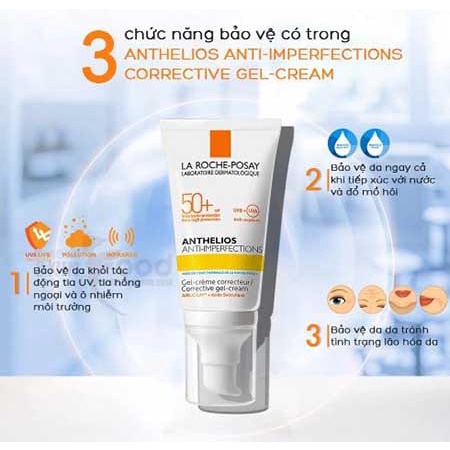 Kem chống nắng La Roche Posay cho da dầu,da dầu mụn  Anthelios Dry Touch Gel-Cream SPF50 50ML