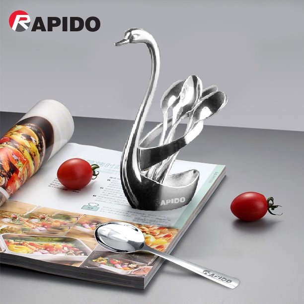 Bộ 3 thìa, 3 dĩa và giỏ  thiên nga Inox 304 Swan Rapido