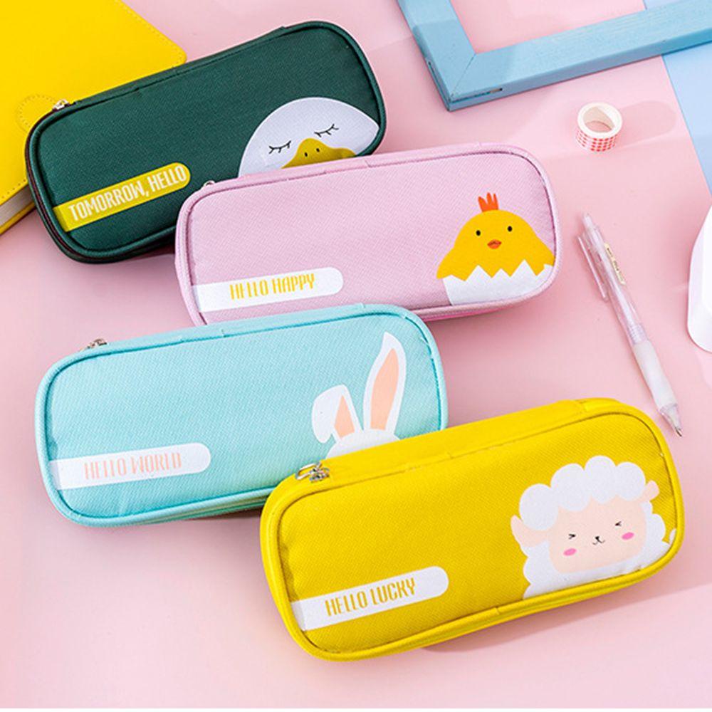 Túi Đựng Bút Bằng Vải Oxford Họa Tiết Động Vật Dễ Thương