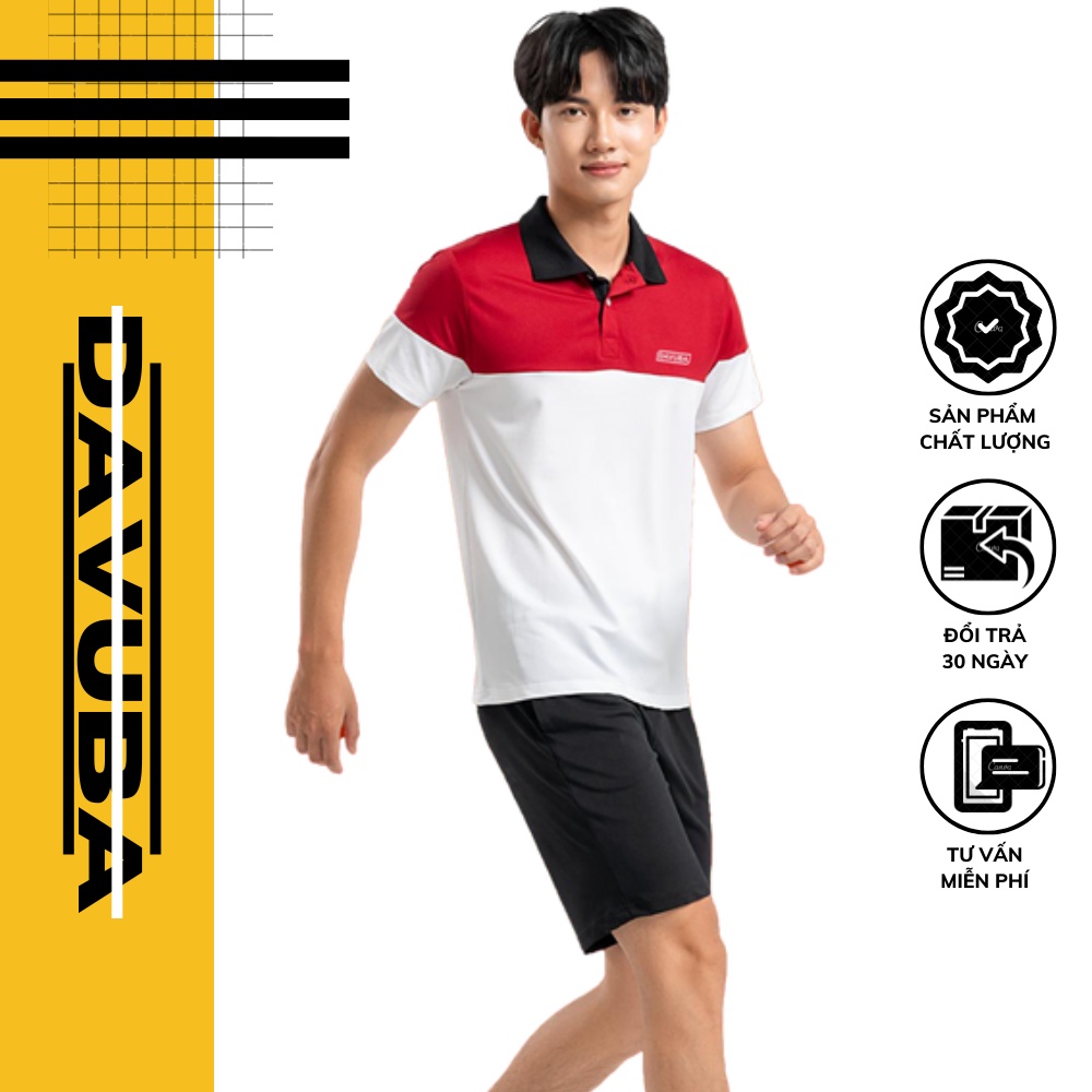 Bộ thể thao nam cộc tay cổ bẻ cao cấp DAVUBA TT004