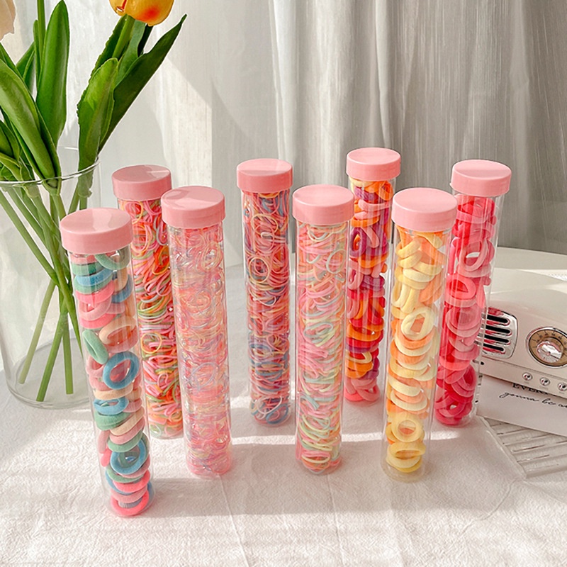 Set 50 / 350 Dây Buộc Tóc Cao Su Co Giãn Nhiều Màu Dễ Thương Cho Bé