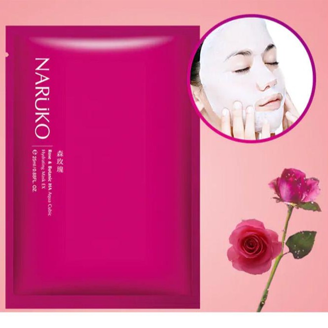 Mặt Nạ Naruko Cấp Nước Sâu & Sáng Da Hoa Hồng Nhung Rose & BOTANIC HA Aqua Cubic Hydrating Mask EX Bản Đài Hộp 10 Miếng