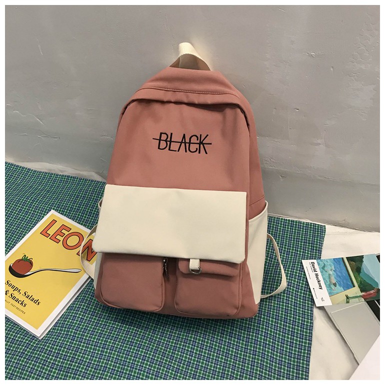 Balo Ulzzang nữ đi học nhiều ngăn chống thấm BLACK269
