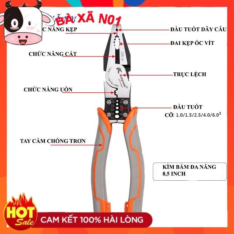 Kìm Cắt - Kìm Điện - Kìm Nhọn Đa Năng Kapusi Japan 8inch/200mm Thép CRV Cao Cấp Siêu Bền