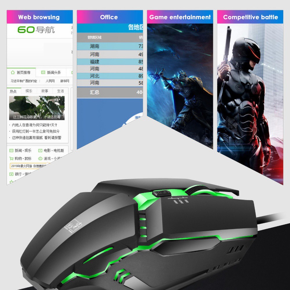 Chuột Gaming Hel + K3 Ergonomic Có Đèn Led Nhiều Màu Cho Pc