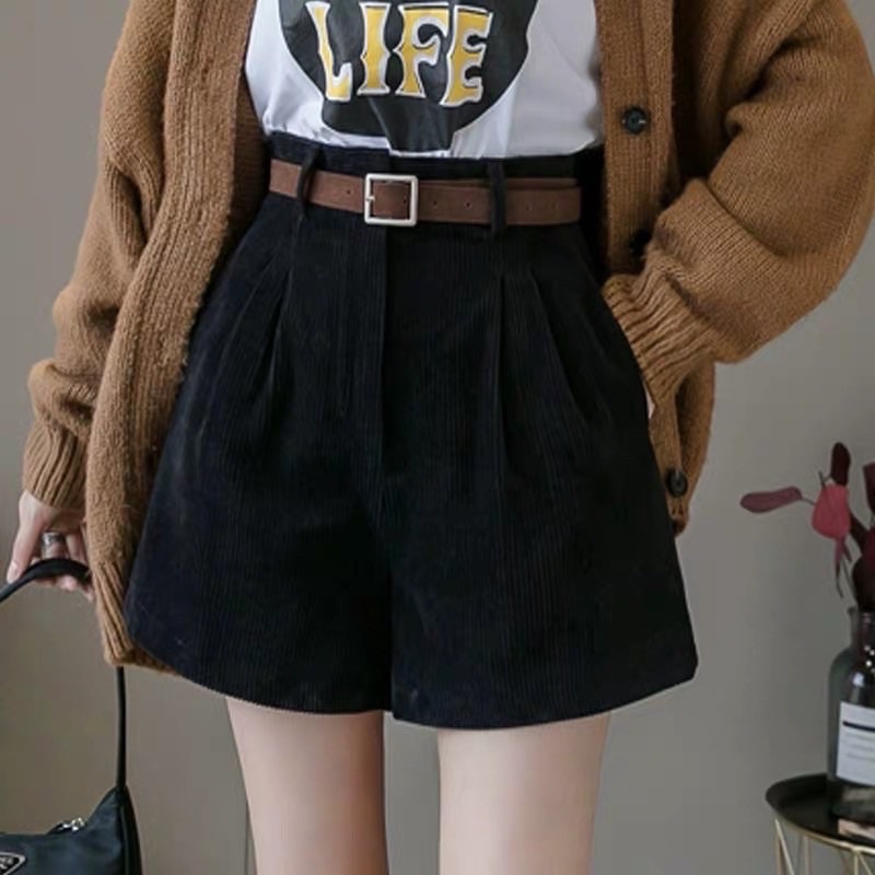 Quần short nữ nhung lưng cao - Quần sooc nhung phối áo cực dễ đi chơi đi dạo phố | BigBuy360 - bigbuy360.vn