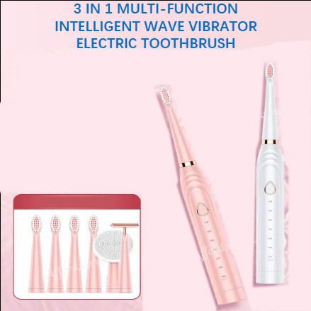 Máy rửa mặt tích hợp mát xa da mặt và bàn chải đánh răng bằng điện 3 trong 1 có 6 chế độ tiện lợi