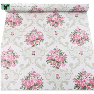 1m Giấy dán tường khổ rộng 45cm - chùm hoa hồng viền xoắn