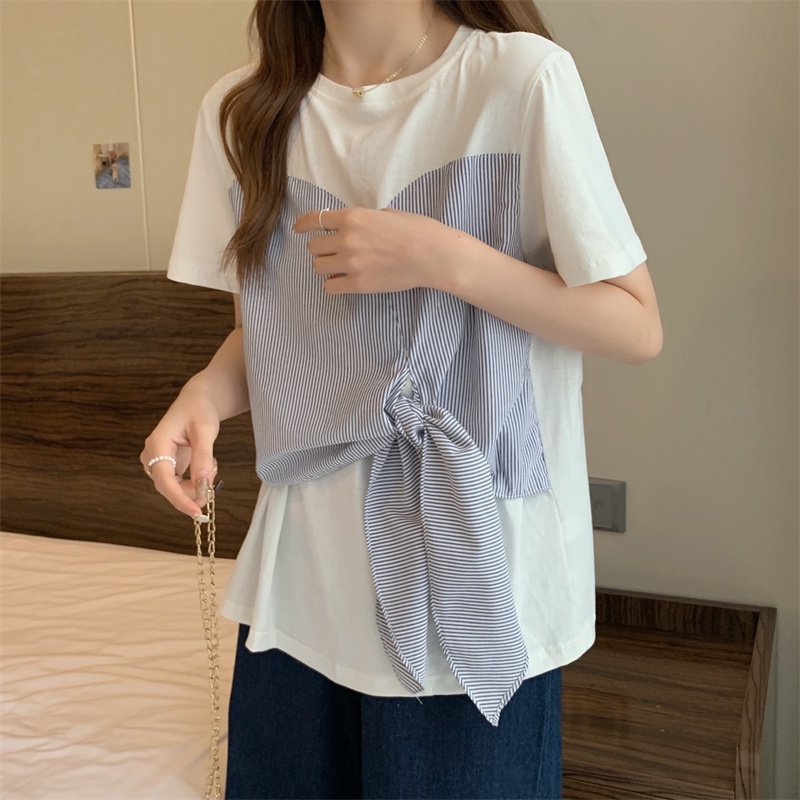 SUXI Áo Sơ Mi Tay Ngắn Dáng Rộng Thiết Kế Thắt Nơ Thời Trang Mùa Hè Mới Cho Nữ