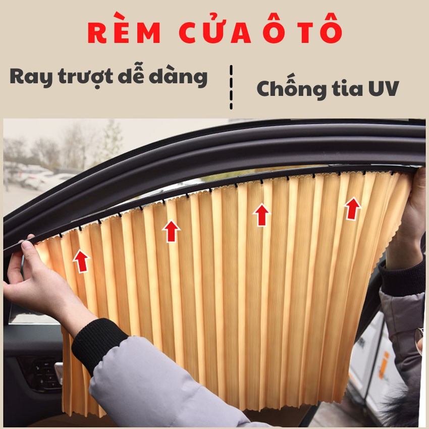 Rèm chắn nắng che nắng xe hơi ô tô nam châm, bộ 4 miếng rèm vải nhung vừa mọi dòng xe chống tia uv