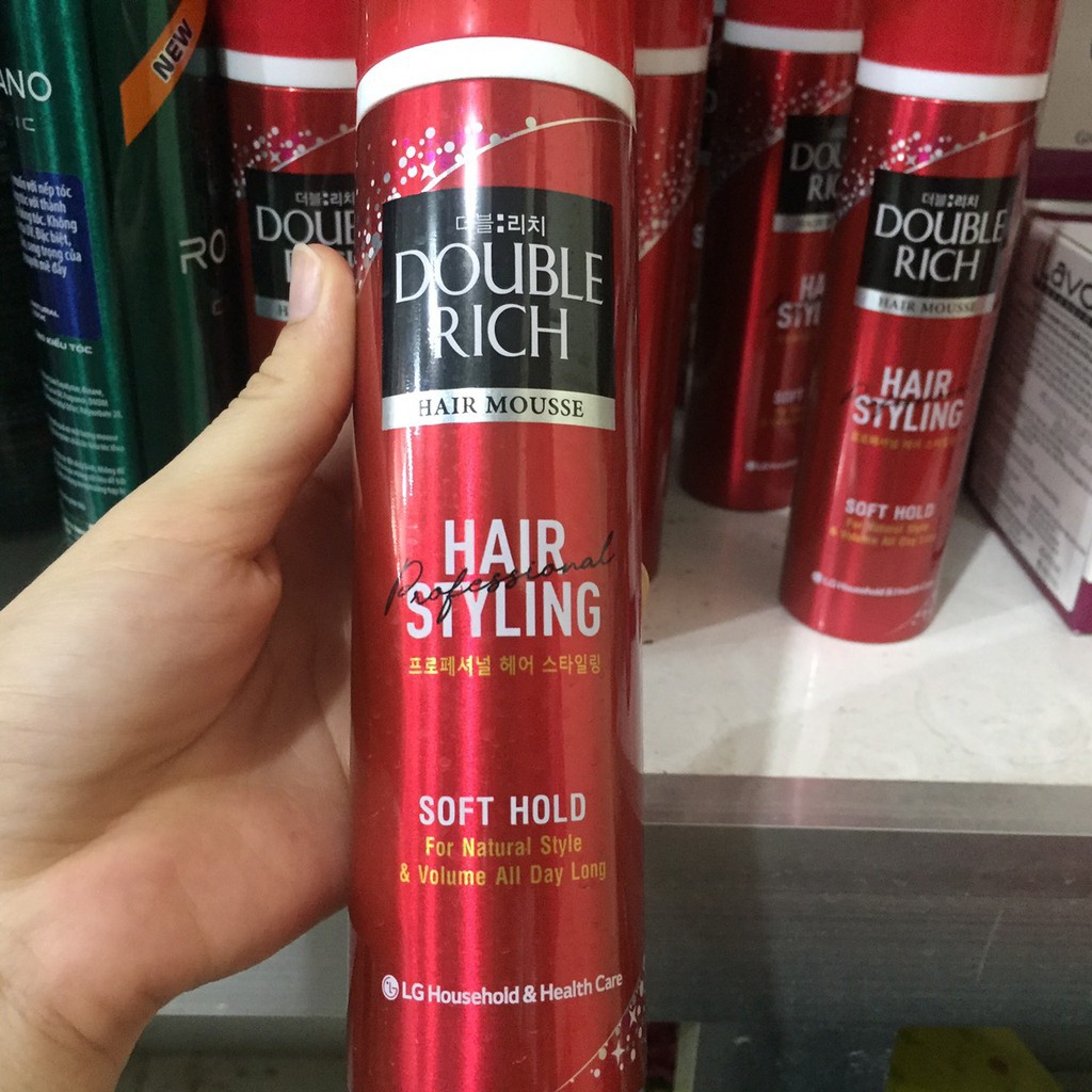 gôm bọt tạo kiểu tóc double rich soft hold