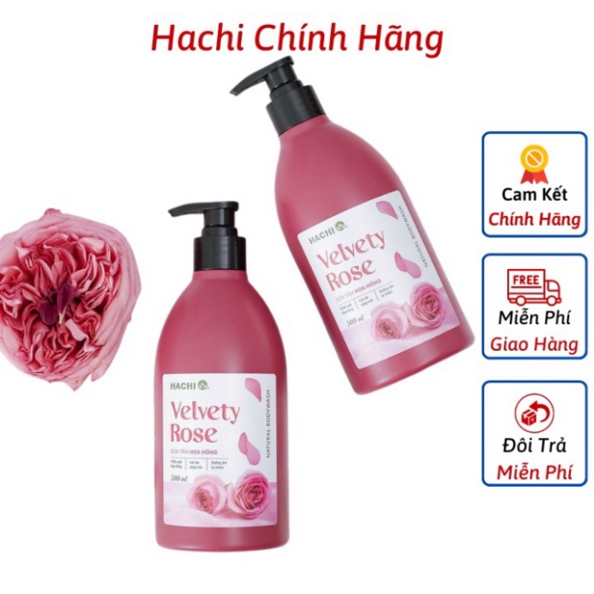 Sữa Tắm Chiết Xuất Hoa Hồng VELVETY ROSE- HACHI 500ML, 800ml [Chính Hãng] Sữa Tắm Hachi hoa hồng cao cấp dưỡng ẩm cho da | BigBuy360 - bigbuy360.vn