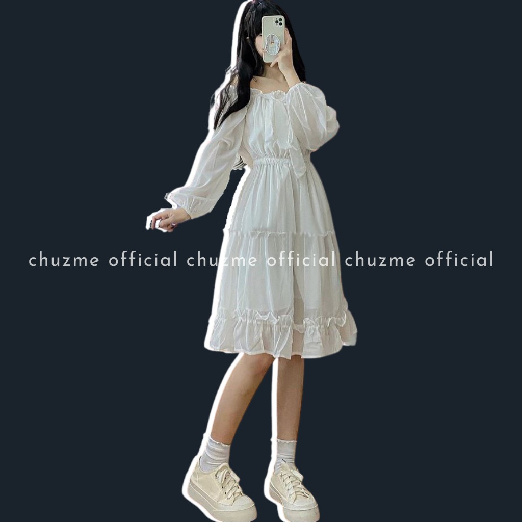 Váy Trễ Vai Dáng Xoè Voan Tơ Xếp Tầng, Váy Trắng Tiểu Thư Kỉ Yếu Prom Dự Tiệc Xinh Xắn (Mặc được 2 kiểu) | BigBuy360 - bigbuy360.vn