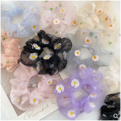 [Mã 151FASHIONSALE1 giảm 10K đơn 50K]Buộc Tóc Vải Scrunchies Hoa Cúc