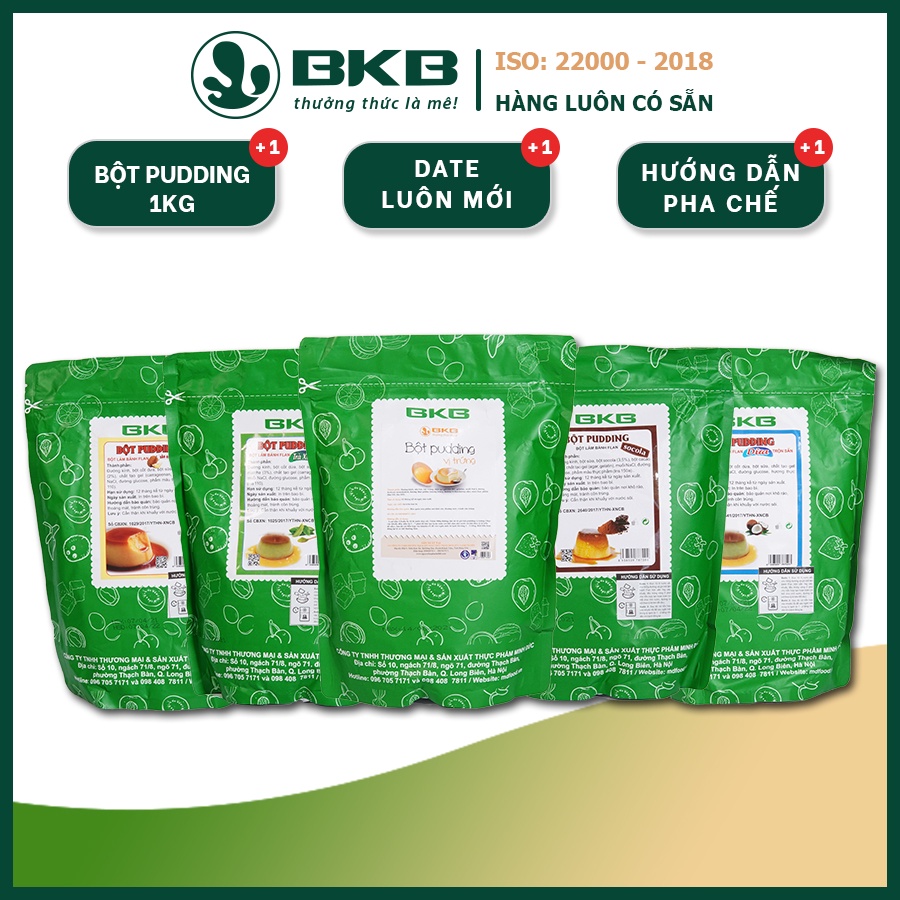 Bột pudding (plan) trứng, socola, khoai môn, matcha, sầu riêng làm pudding trà sữa cost thấp BKB gói 1kg