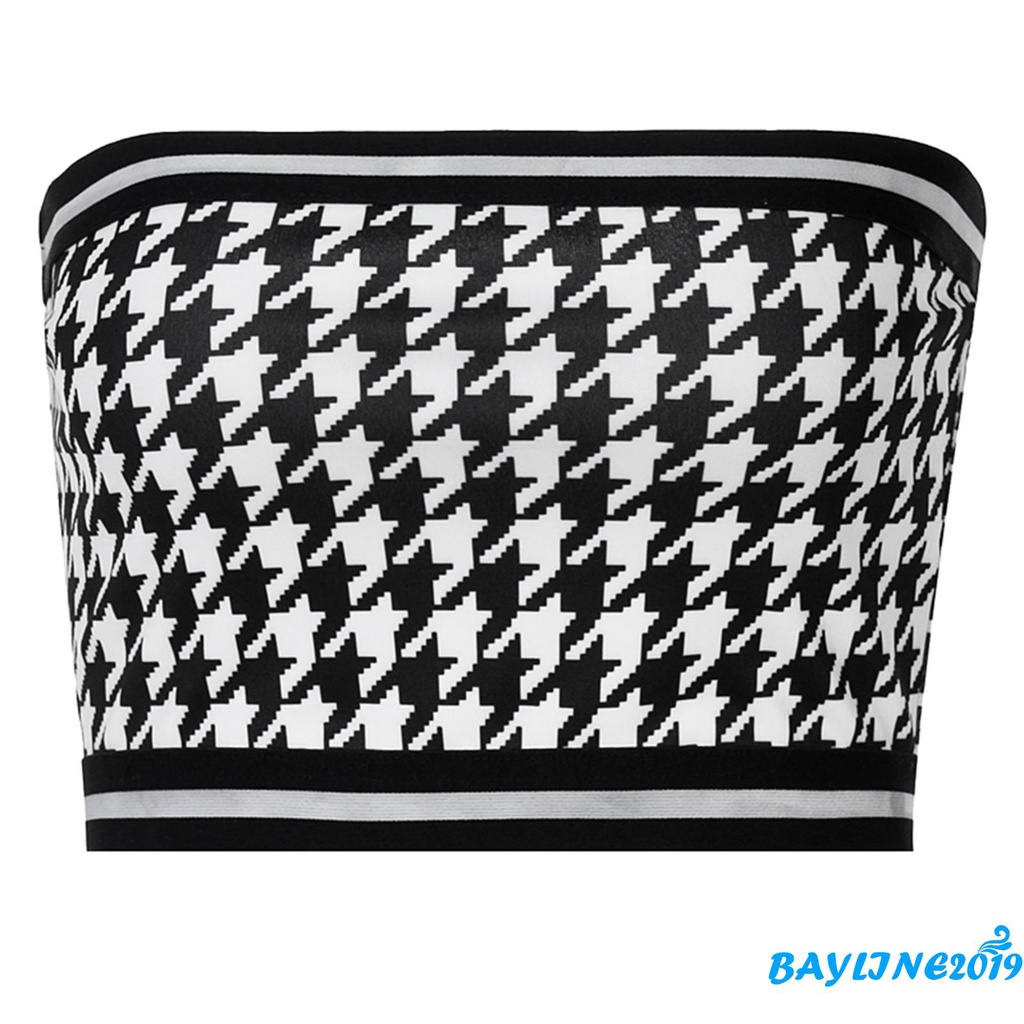 Áo Ống Dệt Kim Không Tay In Họa Tiết Houndstooth Gợi Cảm Cho Nữ