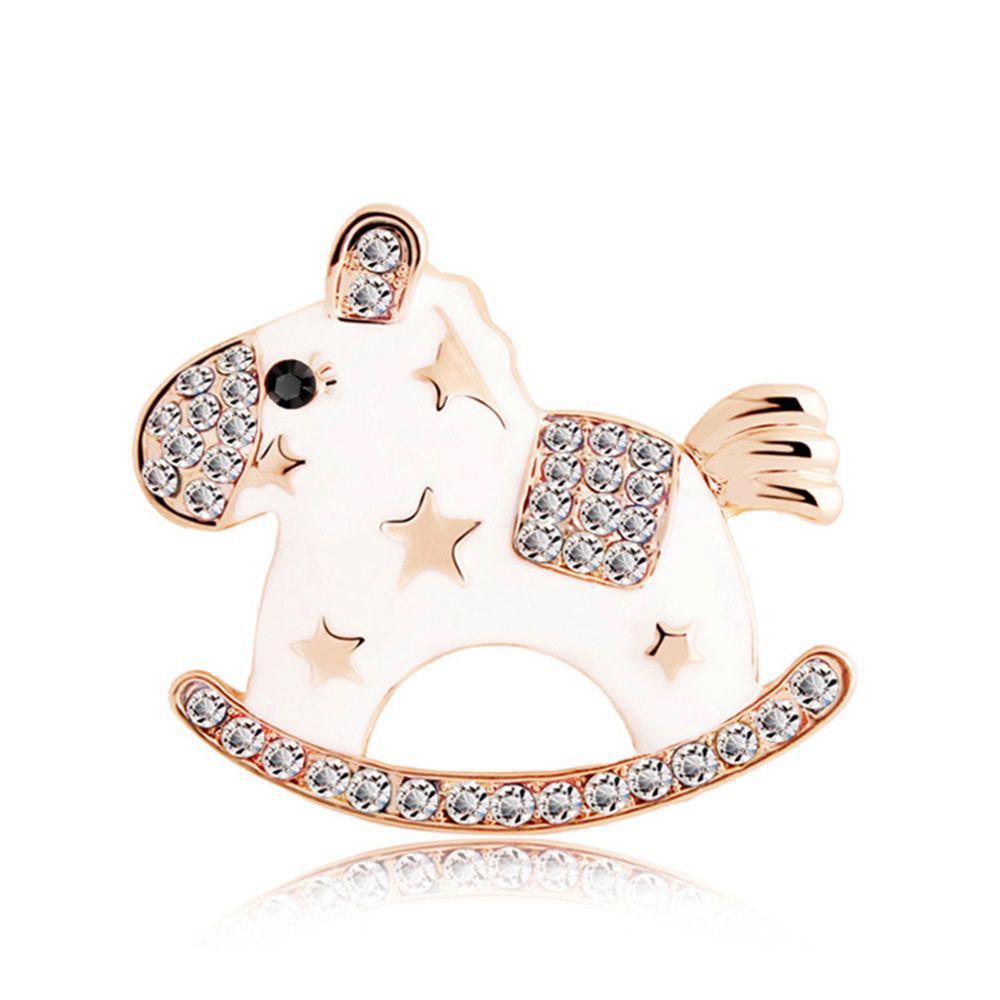 Trâm cài áo hình chú ngựa đính đá lấp lánh thời trang dành cho nữ