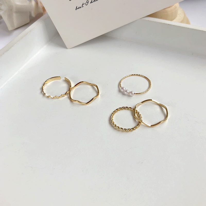 Nhẫn thời trang kiểu gợn sóng đơn giản phong cách Hàn Quốc dành cho nữ