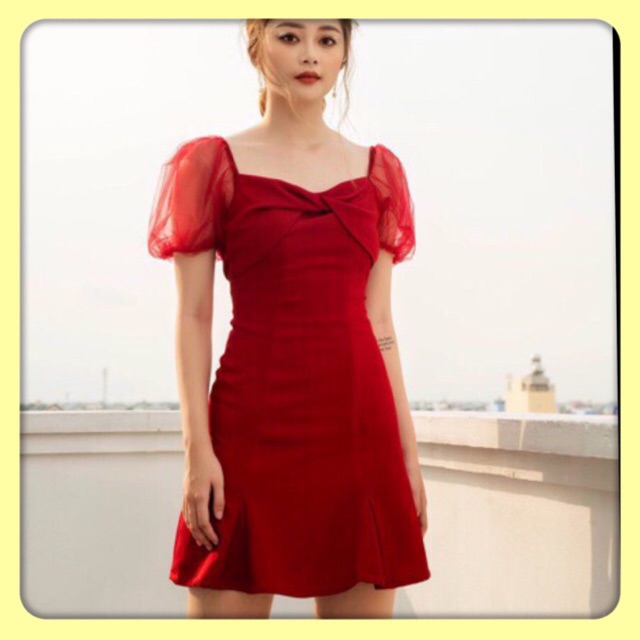 ĐẦM ĐỎ TAY LƯỚI - ĐẦM XOÈ - ĐẦM DỰ TIỆC | BigBuy360 - bigbuy360.vn