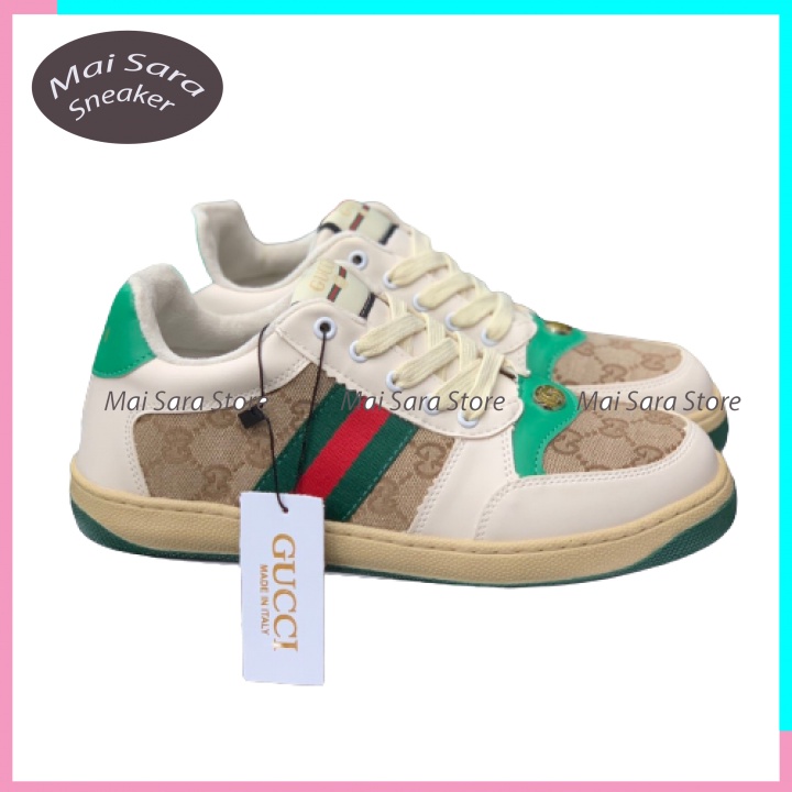 Giày Gucci sơn tùng,  Giày thể thao GG 3 vạch hàng cao cấp da thật full size 36-43