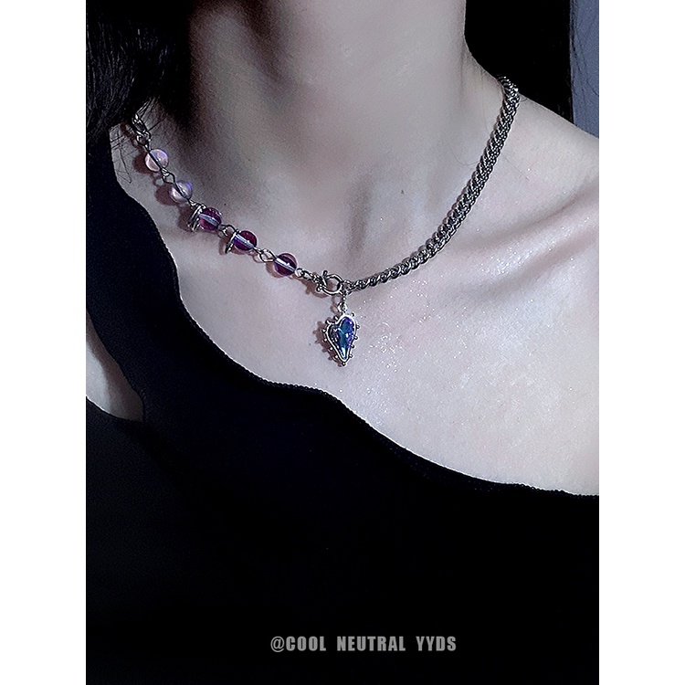 Vòng cổ Hình Trái Tim Màu Tím Phong Cách punk hip hop Thời Trang Cho Nam Và Nữ