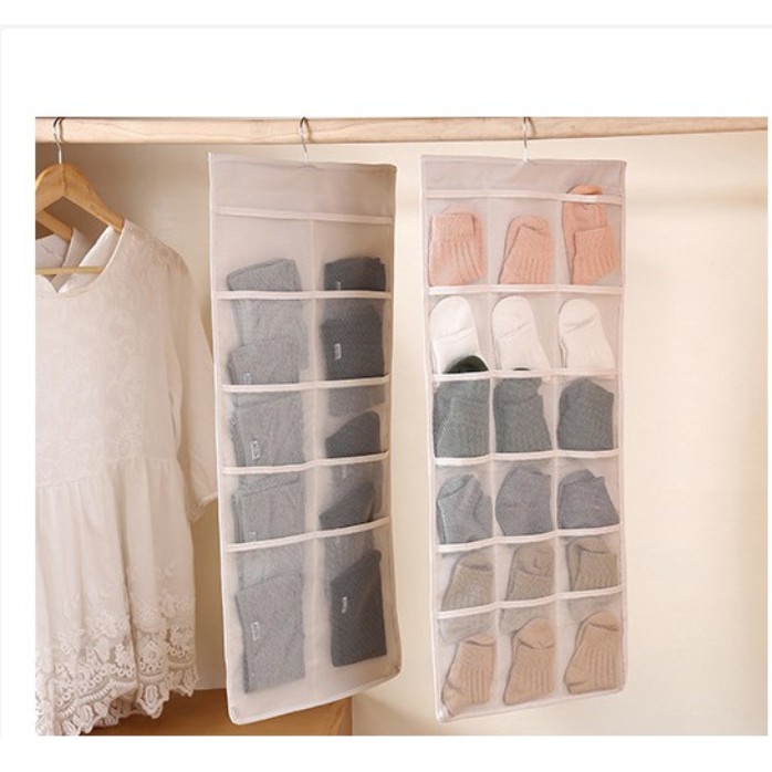Túi treo đồ lót, vớ 2 mặt 30 ngăn - giao màu ngẫu nhiên
