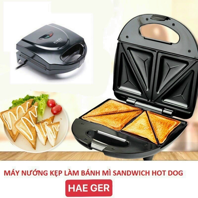 Máy Nướng Làm Bánh Kẹp, Hotdog Haeger 750W Tiện Lợi Cho Gia Đình