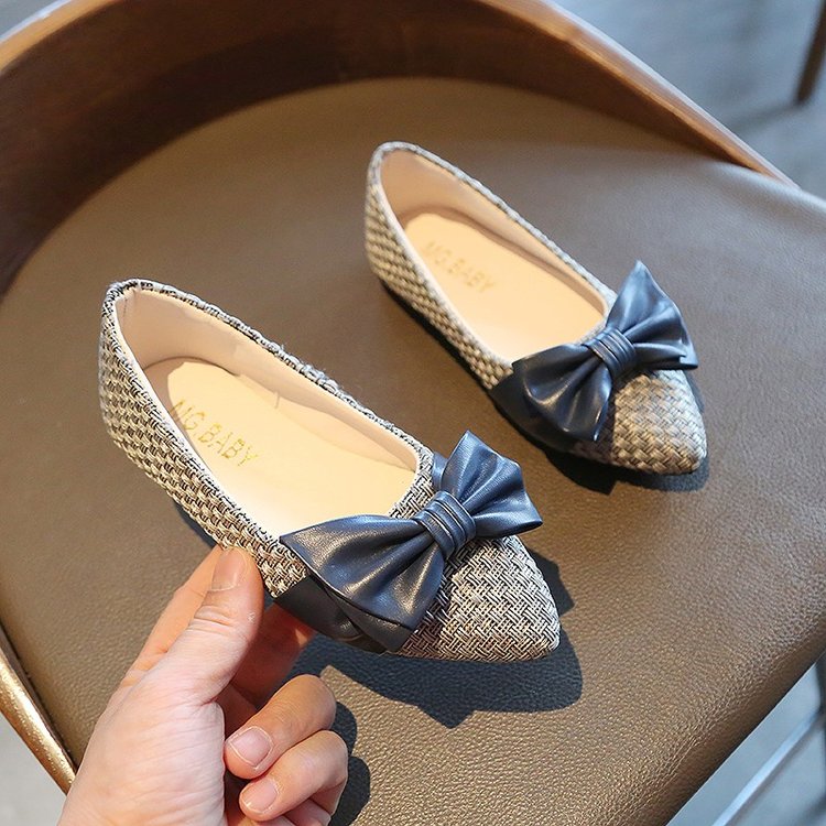 Giày Búp Bê Mũi Nhọn Đính Nơ Xinh Xắn Cho Bé Gái 4-18 Tuổi