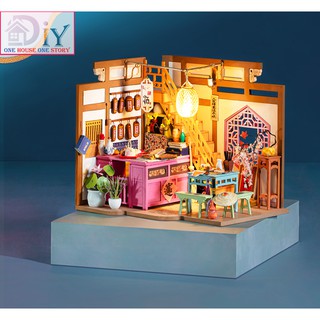 Nhà búp bê lắp ráp bằng gỗ DIY QUÁN RƯỢU - Robotime (Kèm keo + LED) - Quà tặng sinh nhật giáng sinh cho nam và nữ