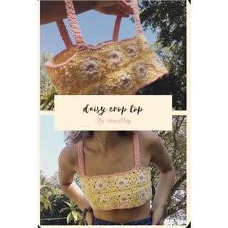 Daisy Croptop Áo len đan hoa cúc