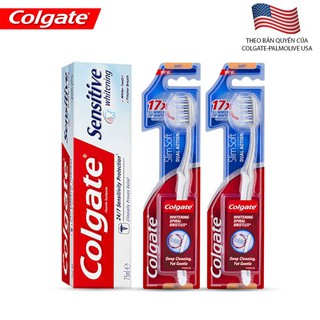 Bộ 1 kem đánh răng Colgate Sensitive Whitening và 2 bàn chải Colgate Slim Soft Dual Action