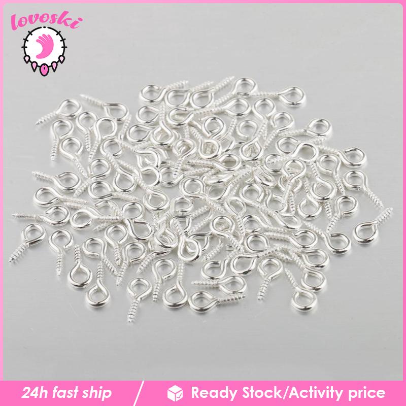 Bộ 100 Đinh Vít Bạc Mini 10x4mm Dùng Làm Trang Sức DIY