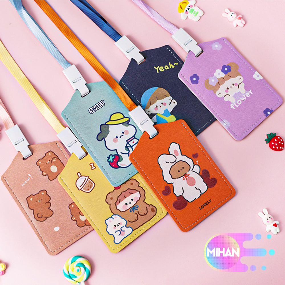 Bao đựng thẻ đa năng in họa tiết hoạt hình dễ thương có dây đeo dành cho học sinh