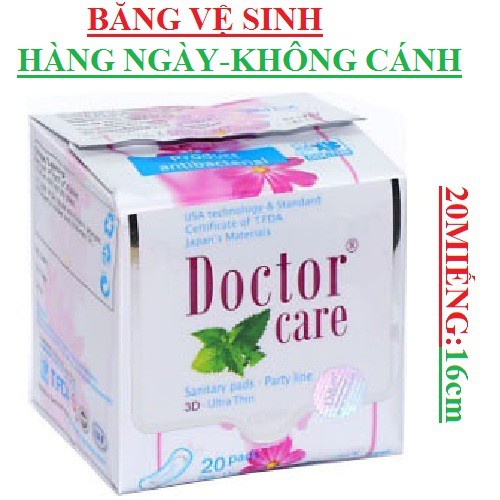 Băng vệ sinh doctor care hàng ngày, siêu mỏng, siêu thấm, siêu chống tràn, 20 miếng, hương tinh chất thảo dược