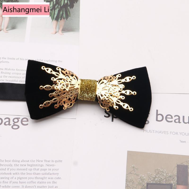 Nơ Cài Cổ Bằng Nhung Phối Kim Loại Thời Trang Dành Cho Nam