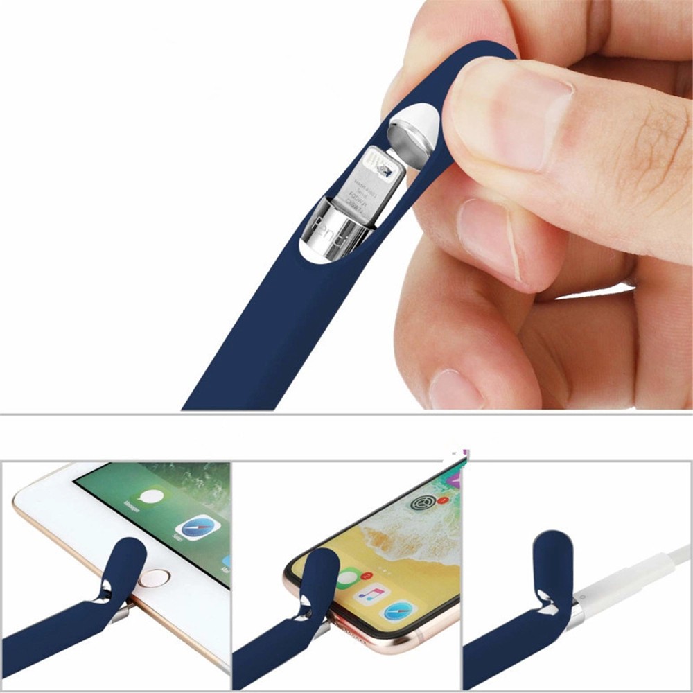 Vỏ Bảo Vệ Bút Cảm Ứng Apple Pencil 4 Trong 1 Bằng Silicon Màu Trơn Thời Trang Chống Bụi Bẩn Cho Apple Pencil 1st