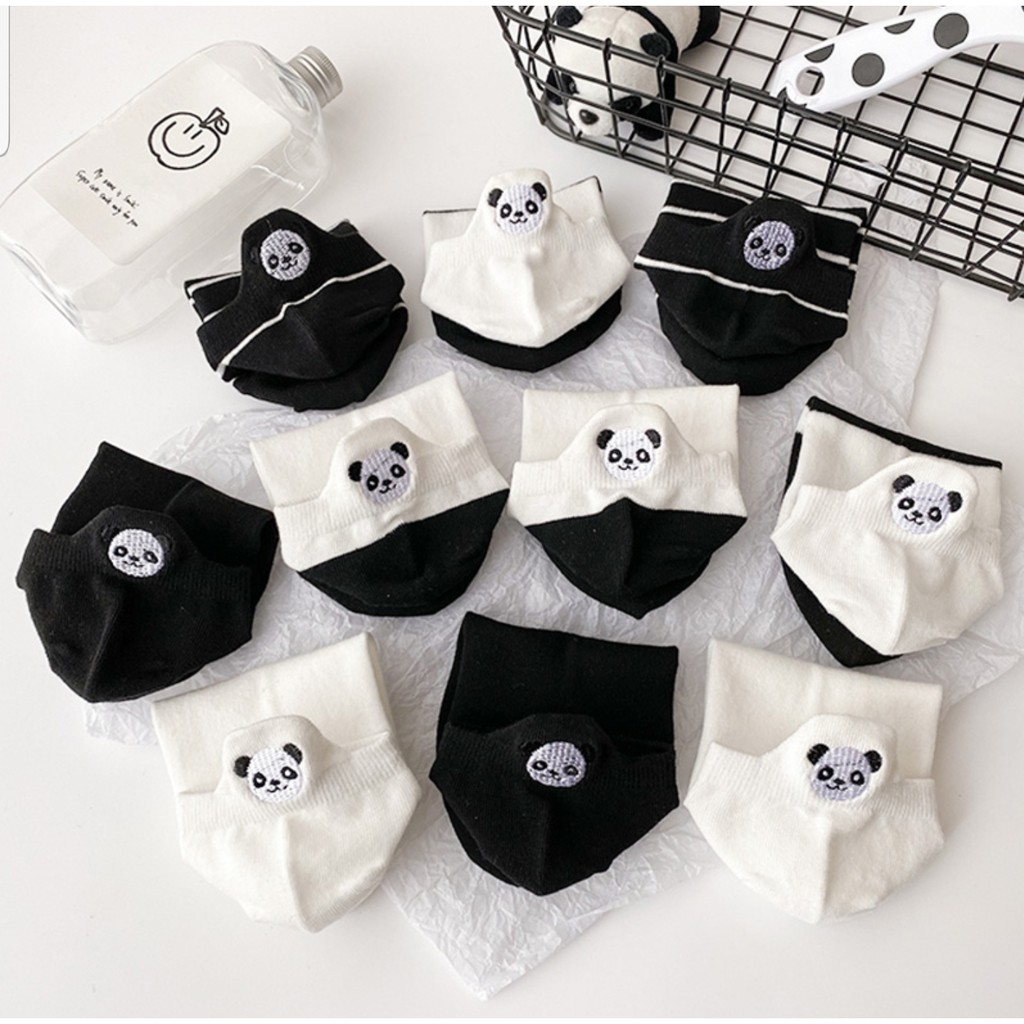 TẤT GÓT THÊU GẤU PANDA