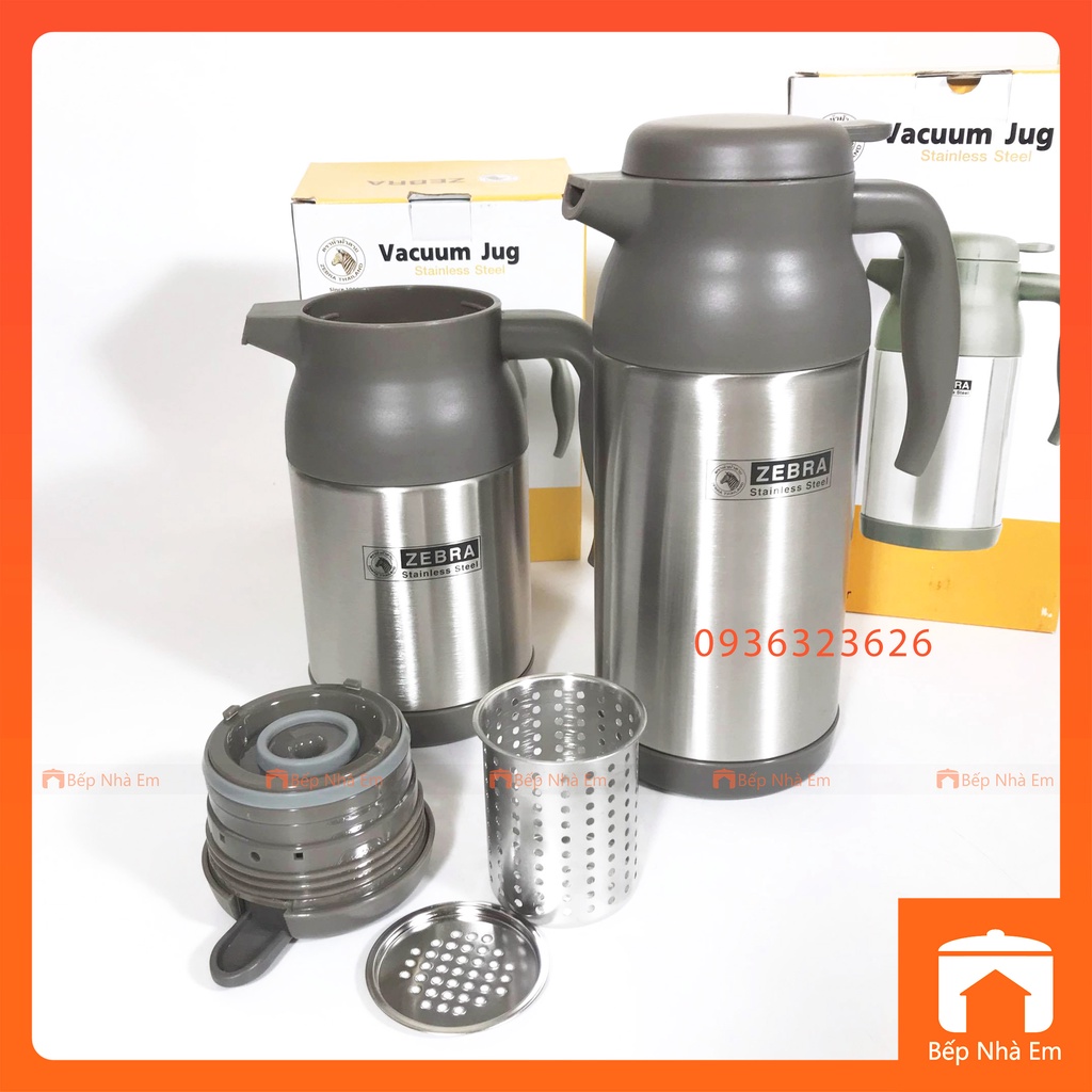 Bình Trà Giữ Nhiệt ZEBRA Có Lưới Lọc Và Vòi Rót 0.8L_1.2L (Inox304) - 112932_112933 - Hàng Nhập Khẩu Thái Lan