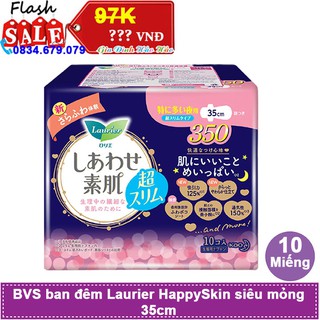 Băng vệ sinh ban đêm BVS Laurier HappySkin siêu mỏng 35cm - Gói 10 miếng