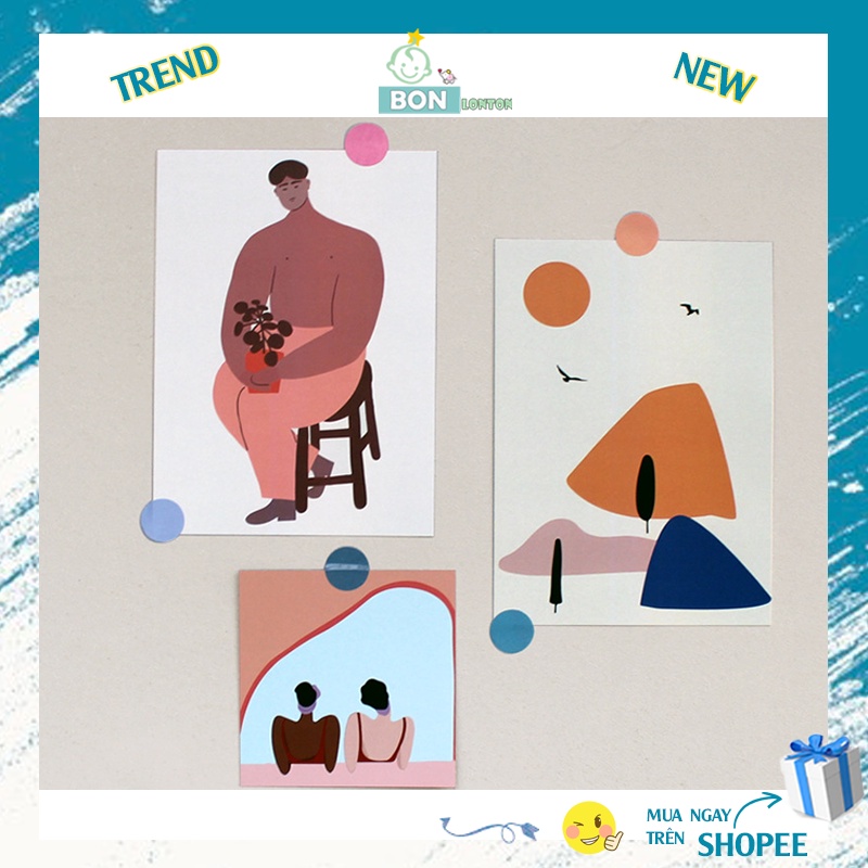 3 Thẻ Giấy Trang Trí Họa Tiết Trang Trí Vintage, Retro, Trừu Tượng, Hoạt Hình Cute