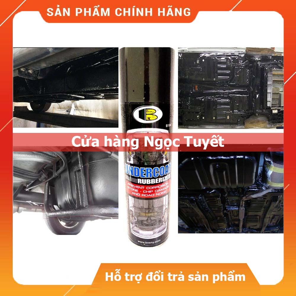Sơn xịt gầm xe ô tô undercoat Bosny dung tích 600ml nhập khẩu Thái Lan