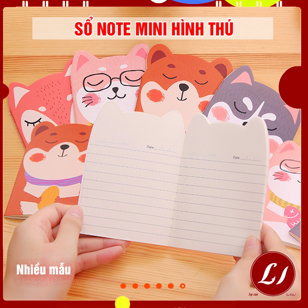 Set 4 Sổ note mini HÌNH THÚ siêu cute, không gây loá mắt tiện lợi  (40trang)