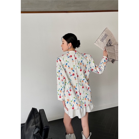 Áo vest blazer hoa oversize koreastyle