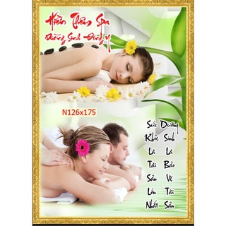 Tranh dán tường 3D trang trí quán spa dưỡng sinh đông ý nhận in theo yêu cầu