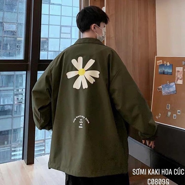 Áo sơmi KAki hoa cúc - C