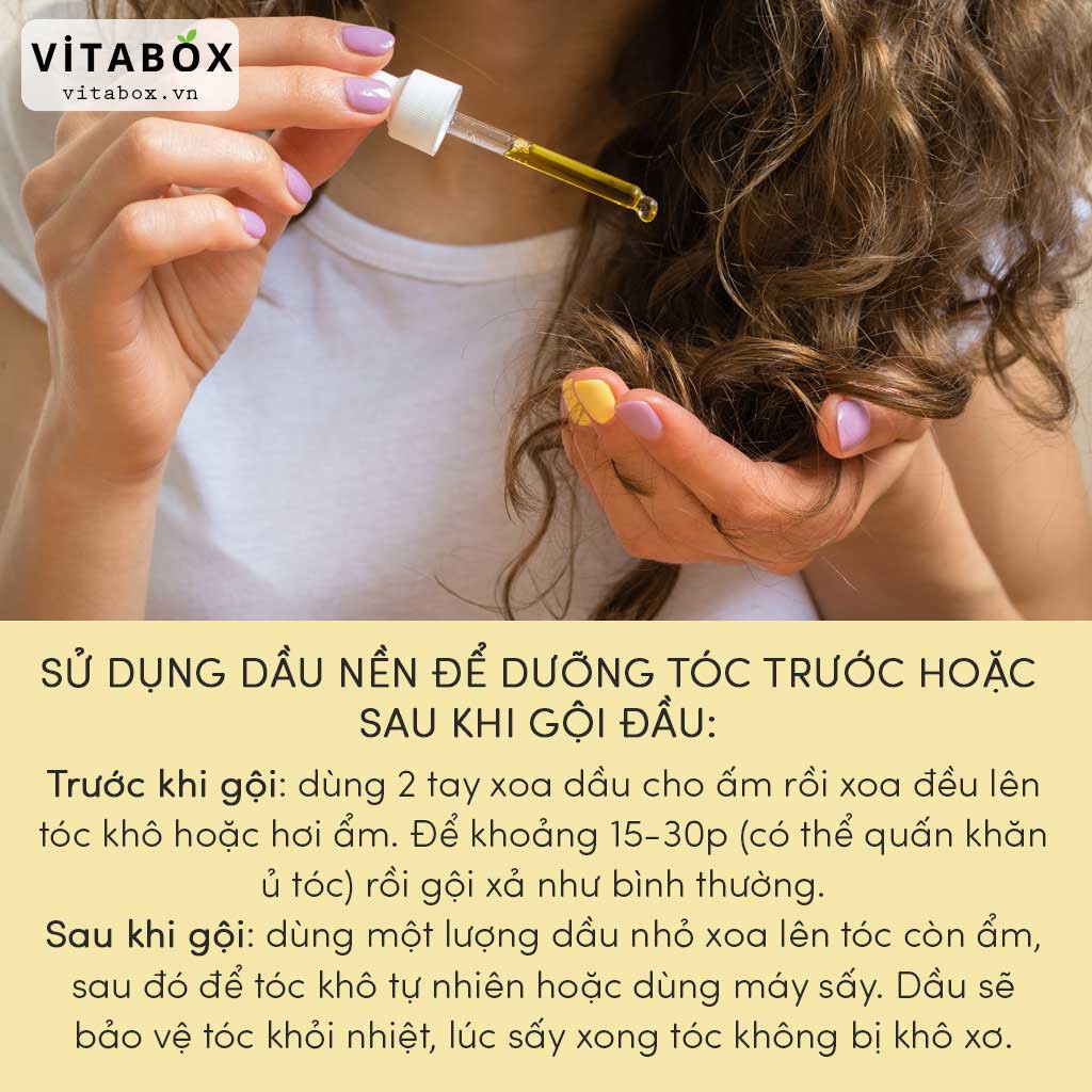 Dầu nền hữu cơ ép lạnh VITABOX Organic Carrier oil Argan Jojoba Avocado Grapeseed tinh dưỡng da mặt body tóc massage