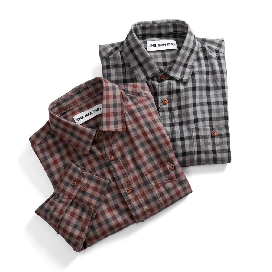 Áo Sơ Mi Dài Tay Caro Nâu Đen GU CHẤT, Vải Cotton Mềm Mịn, Form Chuẩn. Trẻ Trung GUSM15