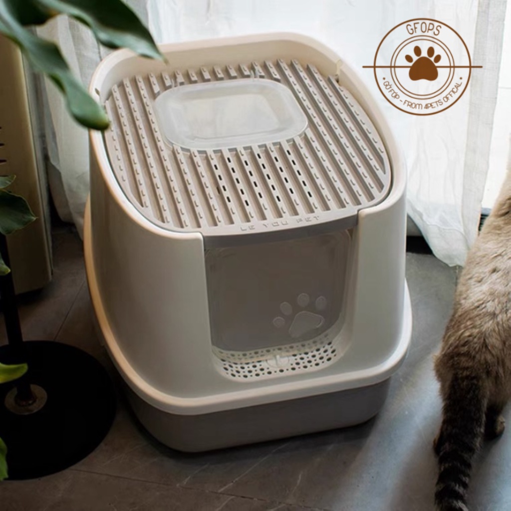 Nhà vệ sinh cho mèo ngăn mùi chống văng cát 2 cửa thế hệ mới 2022 tặng kèm xẻng - 4pets official