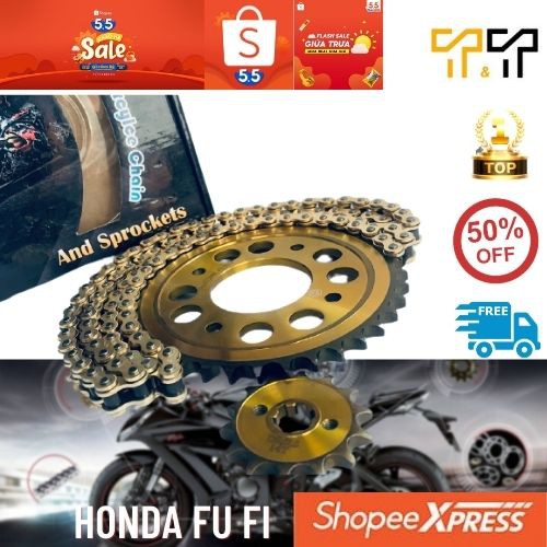 Bộ Nhông Sên Dĩa Honda Future Fi màu vàng, thông số 38T-14T hàng nhập Thái Lan- đề ba cực khỏe, bảo hành 6 tháng