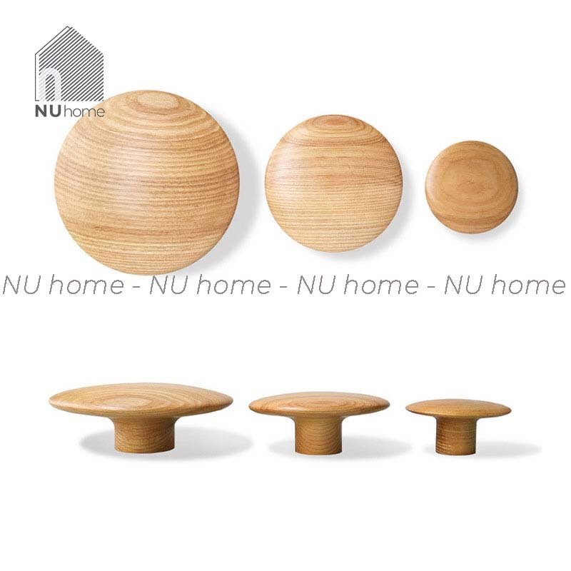 nuhome.vn | Móc gỗ treo đồ gắn tường hình tròn, thiết kế đơn giản và sang trọng